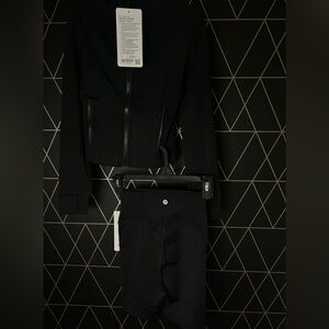 Black Athletic Jacket and Shorts Set